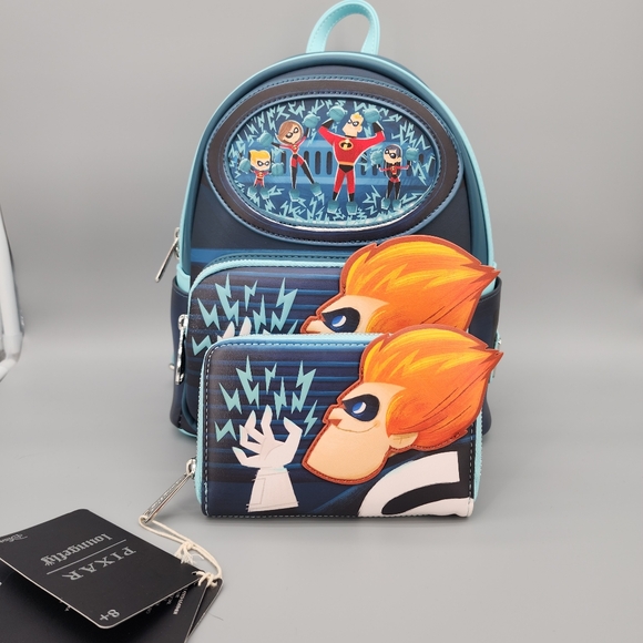 Loungefly Disney Pixar Moments Incredibles Syndrome Mini Backpack with wallet - Picture 8 of 10